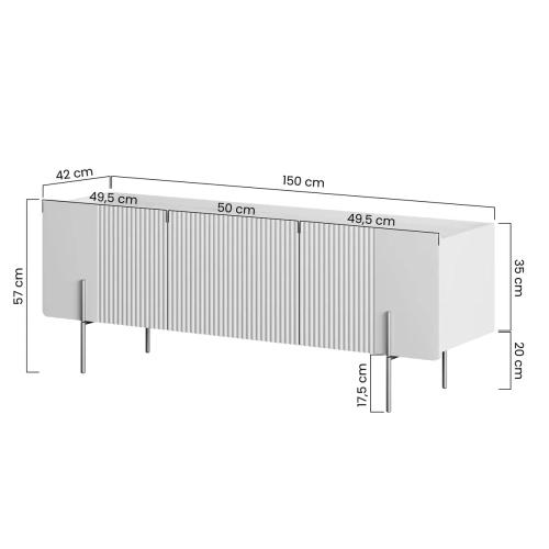 Szafka RTV Malmi 150 cm - czarny mat / złote nóżki
